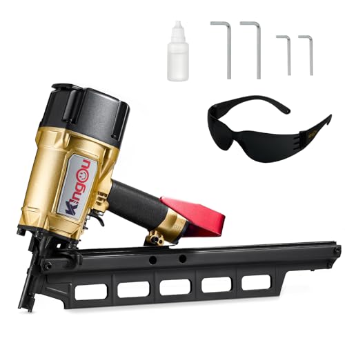 Image of KingOu NR2183 21 Degree Steel Magazine Pneumatic Framing nail gun | 2-Inch up to 3-1 /4-Inch Plastic Collated Full Head Framing Nails, Framing, Wooden House Building, Fencing