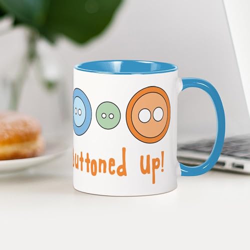 Taza de cerámica 11 oz blanca con interior azul miniatura 4