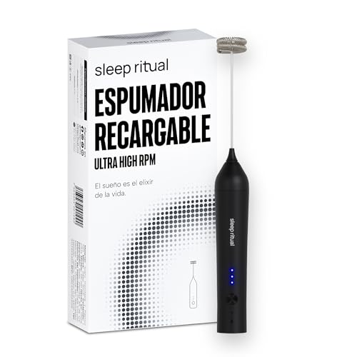 Recopilación de batidora electrica de mano Top 10. 43 Sleep Ritual Espumador de Leche Recargable con 3 Velocidades. Batidor Premium de Mano Cargado Rapido Ideal para Agua o Leche. Milk Frother