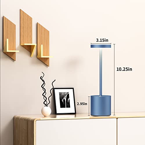 SAKRINGT 2 Pack Cordless Table Lamp Rechargeable,5000mAh Battery Powered Table Light, Dimming Portable LED Desk Lamp for Restaurant/Outdoor(Blue)