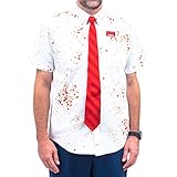 Shaun of The Dead Zombie Killer Halloween Cosplay Uniform Costume for Adult Men & Women - Button Up Shirt and NameTag