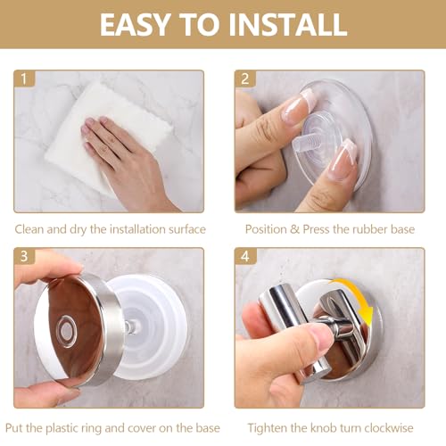 MNGD Towel Hooks Shower Suction Hook Towel Hanger for Bathroom Hanging Coat, Robe, Removable Wall Mounted Hook for Bedroom Kitchen Hotel Pool Chrome(4-Pack) — view 6