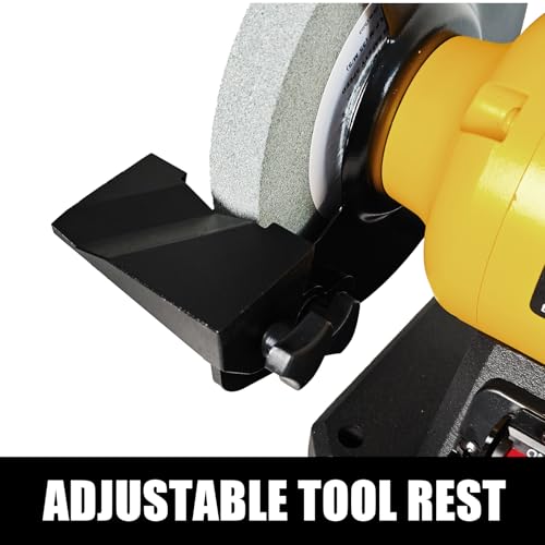 Image of Woodskil 6 Inch Variable Speed Bench Grinder, 2000-3400 RPM Adjustable Speed, 2.5A Motor, Dual Grinding Wheels 36 & 60 Grit, Adjustable Tool Rest, Eye Shield for Sharpening Knives, Tools, Metal