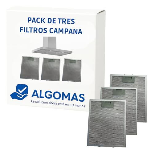 ALGOMAS Filter für Dunstabzugshauben, kompatibel mit Balay Bosch Siemens Neff Lynx, Metallersatz, 25 x 31,1 cm, verbessert die Motorleistung, ideal als schneller und effektiver Ersatz, 3 Stück