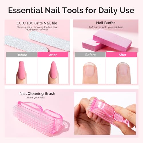 Image of MelodySusie Nail Soaking Bowl,Soak Off Gel Polish Remover,Manicure Bowl for Hand, Cuticle Remover Tools,Cuticle Peeler Scraper,Nail File & Buffer,Nail Brush, Mini Cuticle Oil 100Pcs