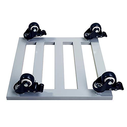 Carrello quadrato in metallo per vasi da fiori con ruote resistenti, carrello grande per vasi da fiori da giardino per interni ed esterni, supporto per vaso e contenitore, grigio, 63,5 cm