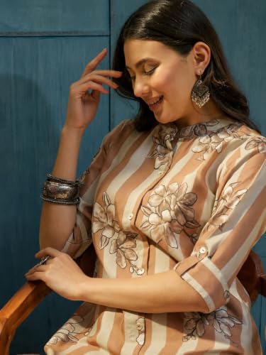 Image of Stylum Women's Floral Printed Rayon A-Line Kurta
