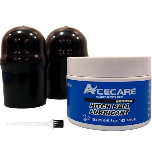 ACECARE 5oz Trailer Hitch Ball Lubricant with 2 PCS of Trailer Hitch Ball Cover - Reduces Friction & Wear on Hitch Balls King Pins Hitch Locks | Essential Camper & Travel Trailer Accessory