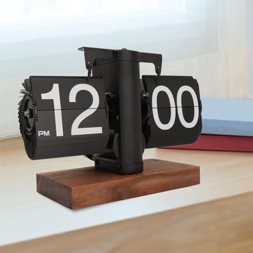 Dpofirs Flip Desk Clock Retro Digital Table Clock Black
