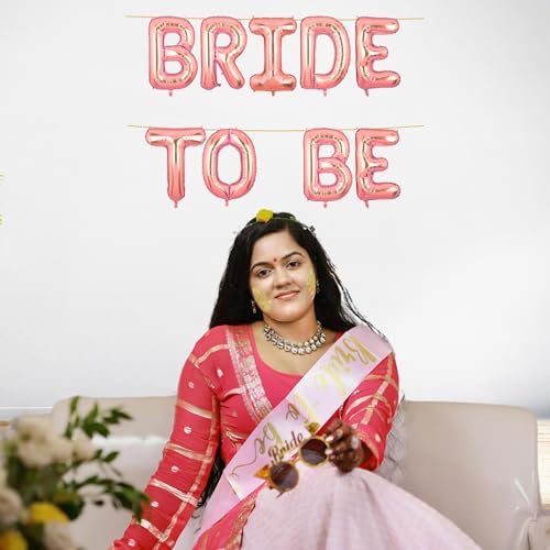 Image of Bride To Be Banner Rose Gold for Wedding Home Girls Foil Balloon Decoration Decor Celebration Rose Golden