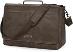 RAINSMORE Leather Messenger Bag Men,PU Vintage Laptop Bag,15.6 Inch Waterproof Briefcase,Retro Satchel for Work School Office