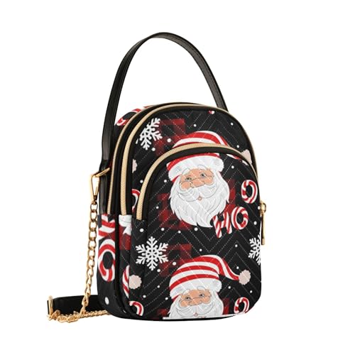 over Shoulder Handbags Lady Quilted Chain Strap Wallet Phone Purse Chic Zipper Ladies Clutch Satchel Christmas Santa Claus Red Black2