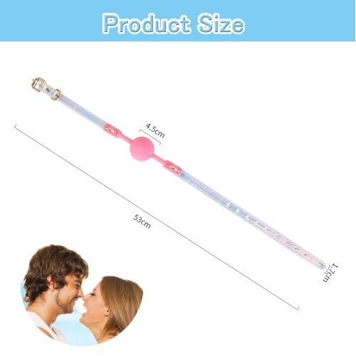 Image of DFsucces Leather Restraints Ball Mouth Plug Silicone Bondage Ball Gag Hollowed-Breathable Silicone Sex Gag Muzzles Adjustable Strap Bondage Harness Restraints( (Pink-I1)