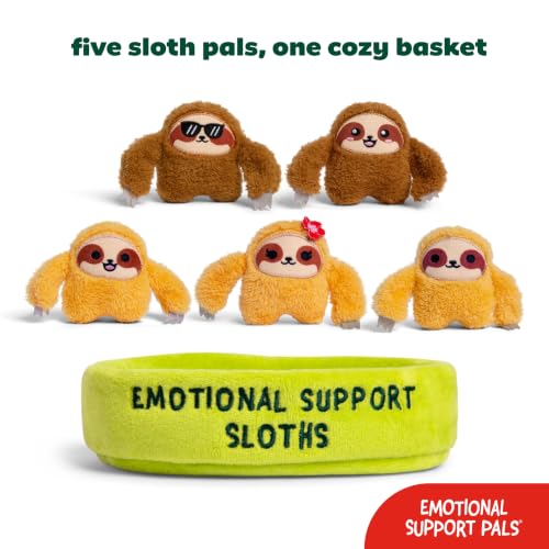 Image of Emotional Support Pals Sloths by Relatable - Cute Stuffed Animals, Squishy Toys and Plushies, Back to School Gifts and Desk Accessories for All Ages - Includes 5 Plushies with Plush Carrying Basket