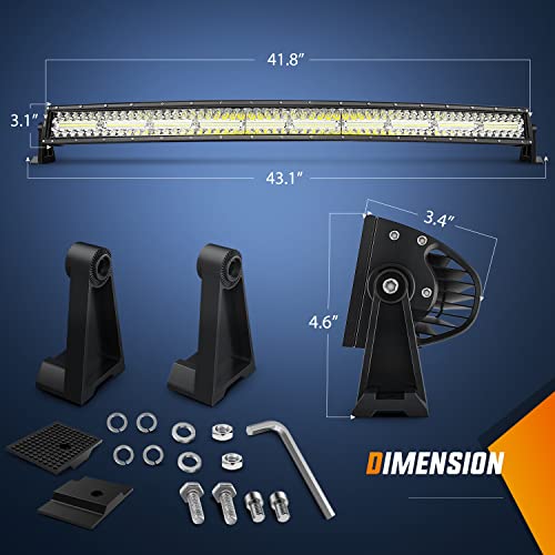 Image of Nilight 42Inch LED Light Bar 2Pcs 4Inch 60W Spot Flood Lights Pods Off Road DrivingWork Lighting with 14AWG Wiring Harness Kit-3 Leads for Truck Tractor Pickup Boat SUV ATV UTV Car Van Camper