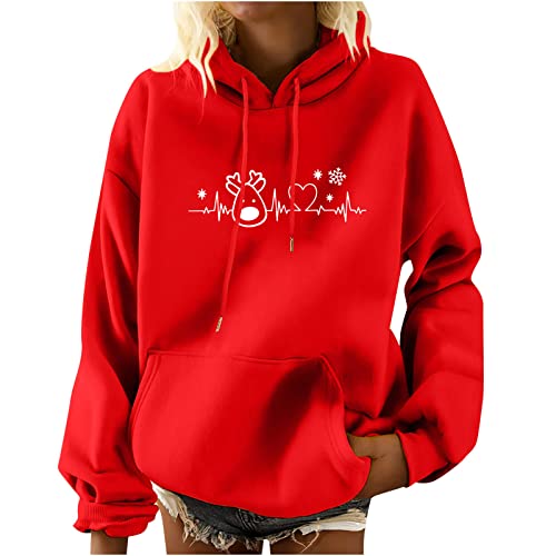 Weihnachtsshirt Damen Hoodie Elegant Weihnachtspullover Langarm...