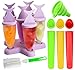 Gyvazla Moldes Helados, Reutilizable Popsicle Moldes, 6 Fabricantes Paletas De Hielo, 4 Moldes de Silicona para Helado, Cepillo de Limpieza, Embudo Plegable, para Niños y Familia DIY