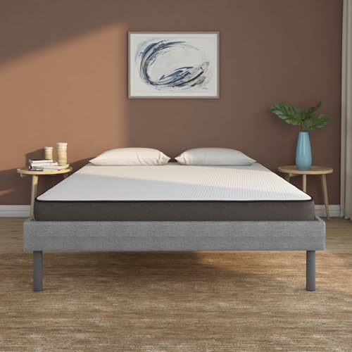 Image of Nilkamal Sleep King Size Velvette Upholstered Bed with Lite Dual Comfort Mattress (Grey, 78x72x5)