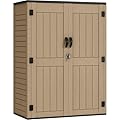 YITAHOME 59 Cuft Outdoor Tall Storage Shed, Waterproof Vertical Resin Shed for Garden, Garage, Patio, Lockable Tool Storage, No Shelves Included, Brown
