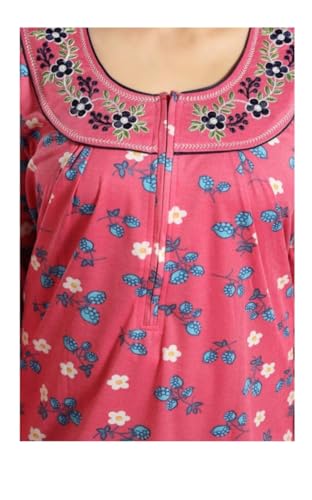 Image of Onekbhalo Women's Cotton Floral Kaftan Nighty Maxi Gown (OK Free Size)