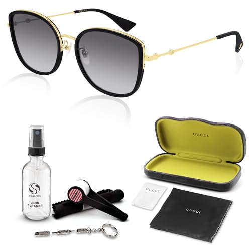 Gucci GG0606SK Designer Sunglasses: Elegant Cat-Eye Frame Eyewear with Premium eSHADES Kit - Epitome of Luxury and Style