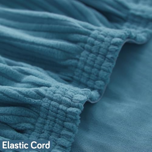 Image of HOKIPO 200 GSM Stretchable Knitting Jacquard Chair Cover Set of 2,'Nestiva Series' Sea Blue (AR-6072-BL)