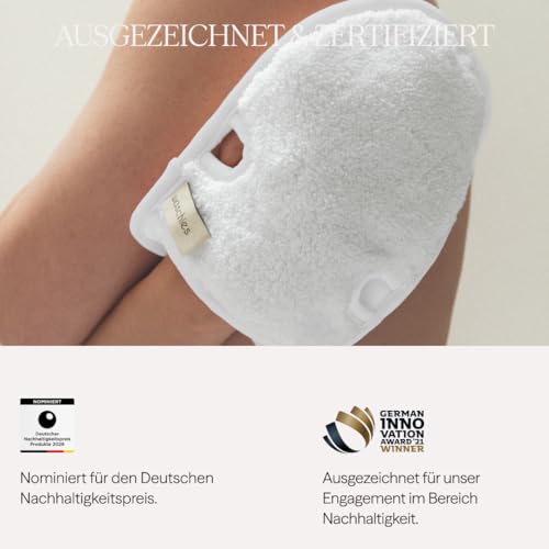 Waschies Waschhandschuhe – 2er-Set Weiß – sanfte Ganzkörperreinigung – waschbar, wiederverwendbar, nachhaltig & hypoallergen - geeignet für alle Hauttypen und Links/Rechtshänder