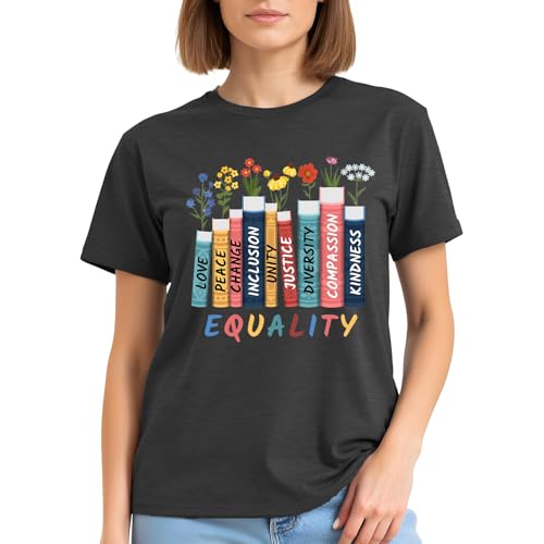 Image of Read Book Shirt for Women-Reading Teacher Tee Tops Pink Flower and Butterfly Short Sleeve Cute Book Shirt