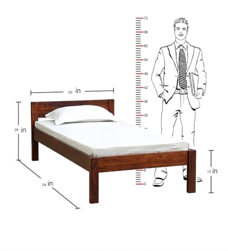 Image of Solid Sheesham Wooden Bed 6X4 Bed Single Bed Without Storage for Bedroom - Single Cot Wooden BedSingle Size for Living Room Guest Room - 12 Month Warranty (Brown)