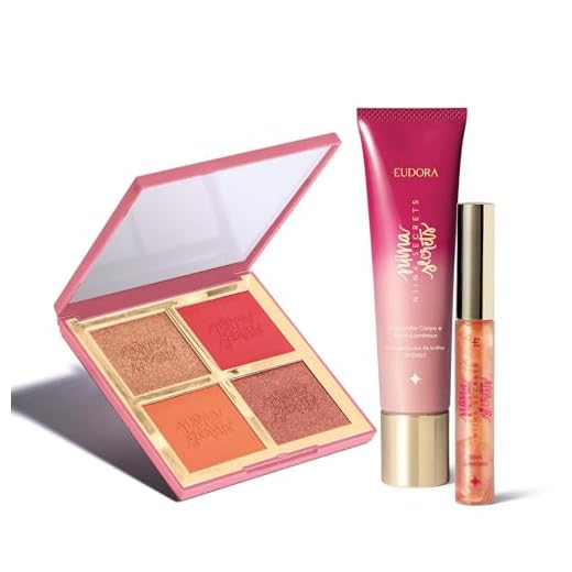Eudora Kit Niina Secrets Luminous: Palette Multifuncional Cor 02 12g + Iluminador Corpo e Rosto 60ml + Gloss Labial Bronze 5,2ml