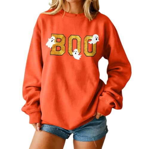 Halloween Sweatshirt for Women Casual Crewneck Graphic Pullover Tops - image 2