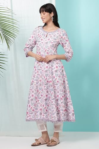 Image of W for Woman Women's Cotton Floral Regular Kurtas
