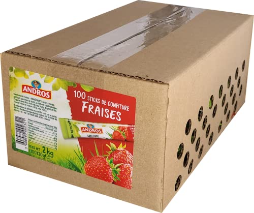 DDM 08/25 !!!! ANDROS | 100 Sticks de confiture fraise | doses individuelles de 20gr