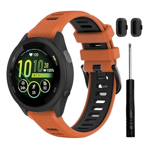 TopPerfekt Garmin Forerunner 265S�p�r���v�o���h �\�t�g�V���R�� �X�|�[�c�����p�X�g���b�v Forerunner 255S/265S-Music�p Venu 2S/3S (18mm) - (�I�����W/�u���b�N)