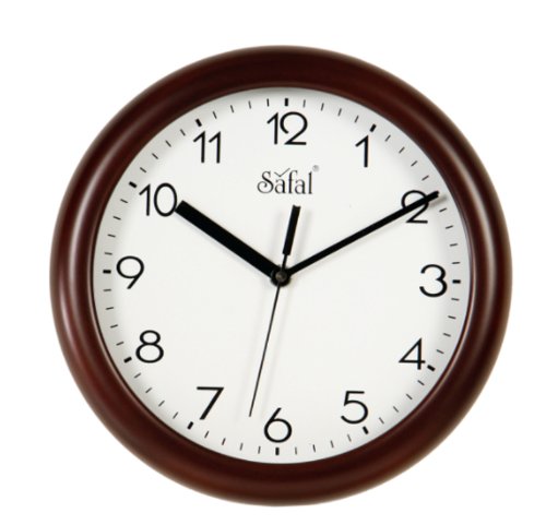 Image of Safal Wooden Wall Clock (23cm x 23cm, Brown)
