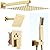 Oupukle 100°F Thermostatic Rain Shower System, 12 Inch Brushed Gold Wall Mount Faucet Set with Body Jets and Valve, All Functions Simultaneous Use