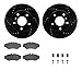 Dynamic Friction Company Front Brake Rotors-Drilled and Slotted-Black with 5000 Euro Ceramic Brake Pads includes Hardware 8612-11002