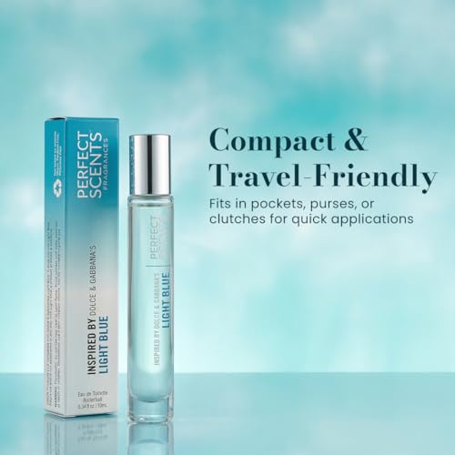 Image of Perfect Scents, Inspired by Dolce & Gabbana's Light Blue, Rollerball, Women's Eau de Toilette, Vegan, Paraben Free, Phthalate Free, Never Tested on Animals, 0.34 Fl Oz