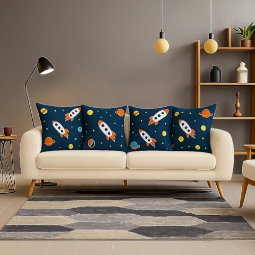 Image of Premium Polyester Fiber Cushion Fillers - Pack of 5| 12x12 Inches | Space Rocket | Cushions, Sofa Pillow, Cushion for Sofa, Cushion for Bed, Decorative Pillow, Pillow for Support