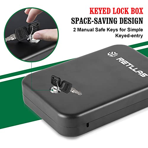 Retllas Small Safe For Handguns And Valuables, Car Gun Security Lock Box For Pistols With Key Lock, Portable Safe For Travel Home Office Vehicle (Large-Black-Keyed Entry) #TOP4