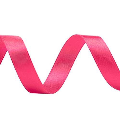 Image of Solid Color Double Faced Hot Pink Satin Ribbon 1 /2 inch X 25 Yards, Ribbons Perfect for Crafts, Wedding Decor, Bow Making, Sewing, Gift Package Wrapping and More