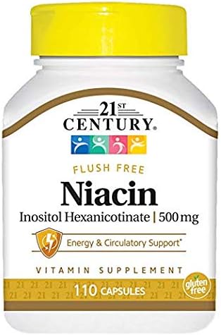 Siglo XXI, niacina inositol hexanicotinato, 500 mg, paquete de 4 (110 cápsulas)