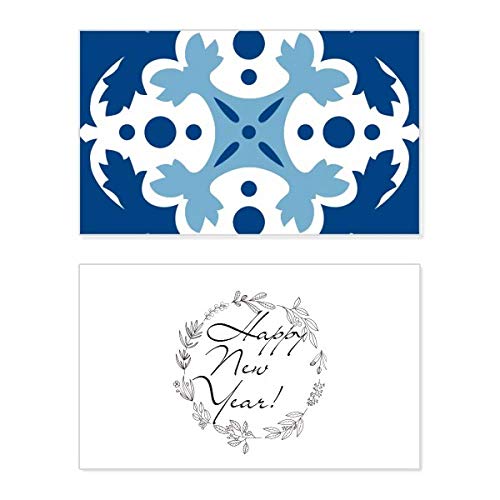 Carte décorative Nouvel An bleu Talavera en impression fleurs Premium
