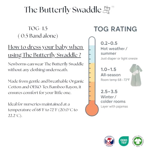 Image of The Butterfly Swaddle Organic Cotton Blend, All-in-One Butterfly Wing Sleep Sack Transitional Training System for Newborn Infant Baby with Wash Bag, Small (7-12 lbs), Blushing Pink