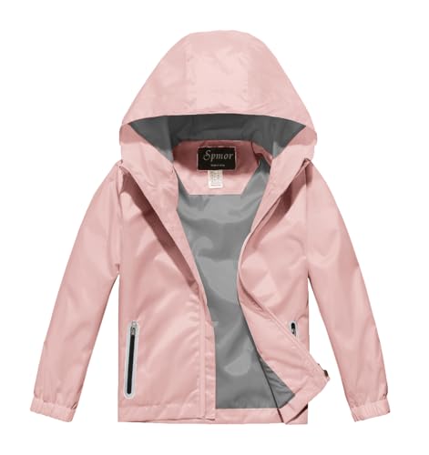 Image of Boys Girls Rain Jackets Lightweight Waterproof Hooded Raincoat Lined Windbreakers for Kids