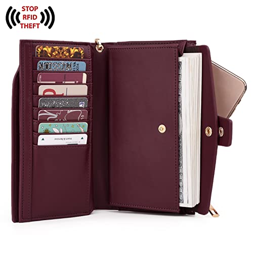 UTO Wallet Women Vegan Leather Wristlet Snap Long Purse Credit Card Holder Elegant Clutch3