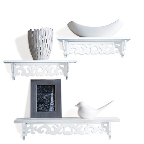 White Book Shelf Floating Wall Shelves Display Set of 3 Great for Books or Collections Utility Shelf Add Design and Taste to Your Room Easy Assembly