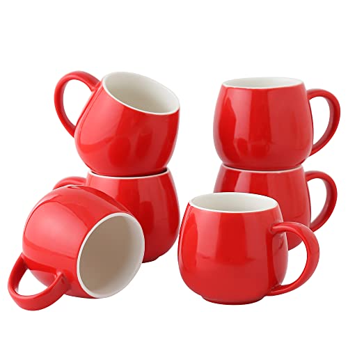 superyes Christmas Red Coffee Mugs Set of 6 for Latte Cappuccino Cup Ice Cream Hot Chocolate 12oz