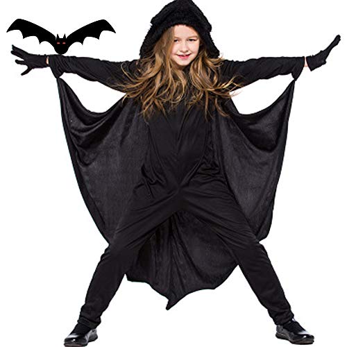 Halloween Enfants Costume Déguisement Black Bat Wings Capuche Cap Cosplay Costume De Fête Costume et Gants pour Garçons Filles Cover