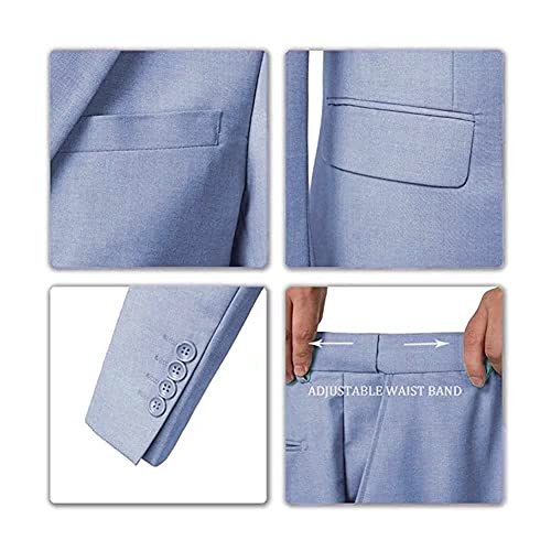 Image of Furuyal Men's Suits 3 Piece Slim Fit Suit Set,Two Button Wedding Business Tuxedo Solid Blazer Jacket Vest Pants with Tie